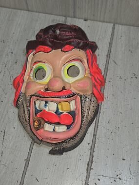 Vintage 1940s/50s Ben Cooper? Hobo Smoking Cigar Halloween Mask Wall Decor Clown